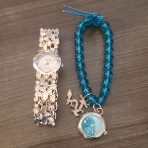 Silver and Blue Women's Watch Set